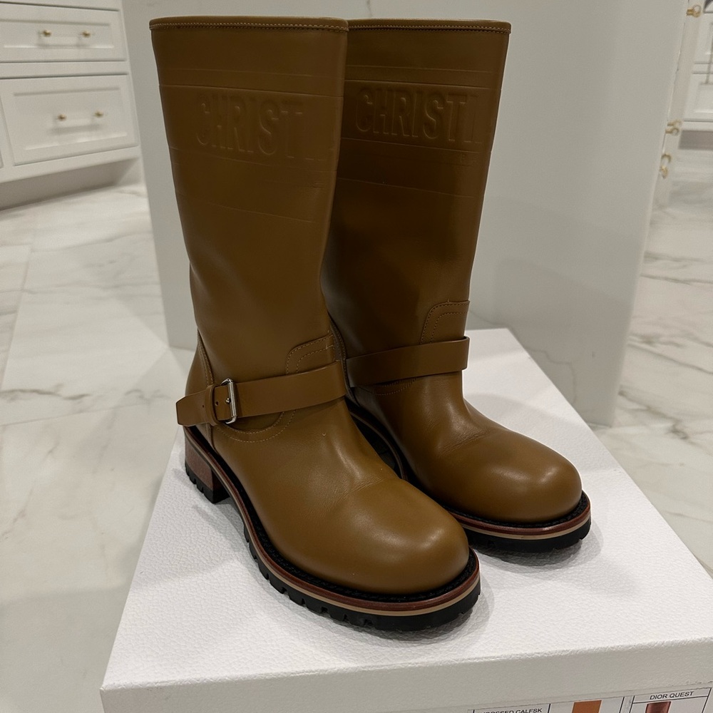 Christian Dior Quest Leather Boots Sz 38